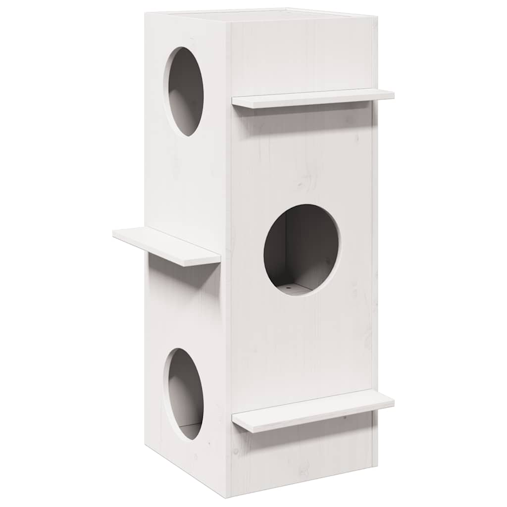 Cat House White 43x43x90 cm Solid Pine Wood