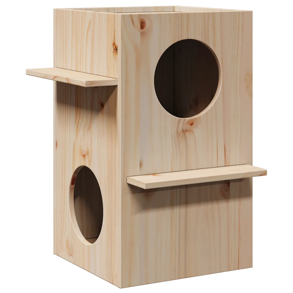 Cat house 43x43x60 cm solid pine wood