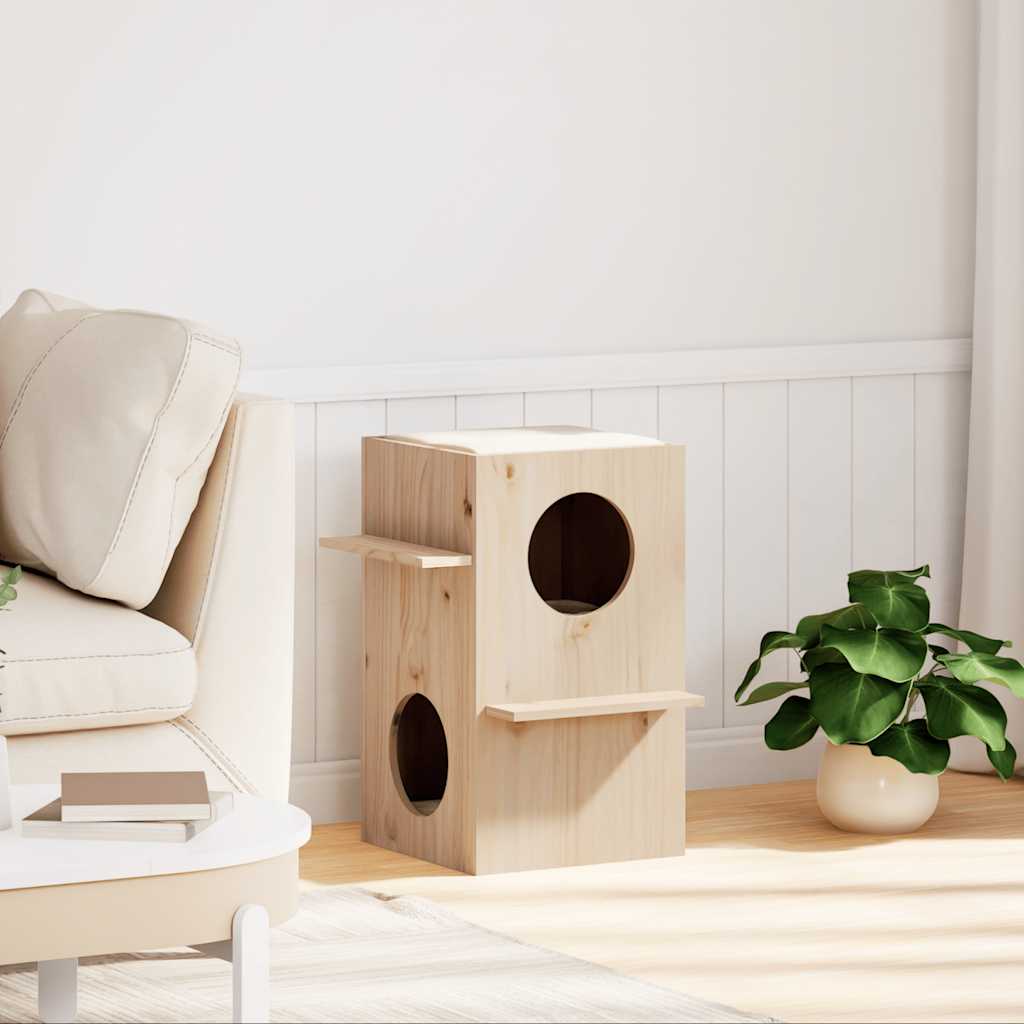 Cat house 43x43x60 cm solid pine wood