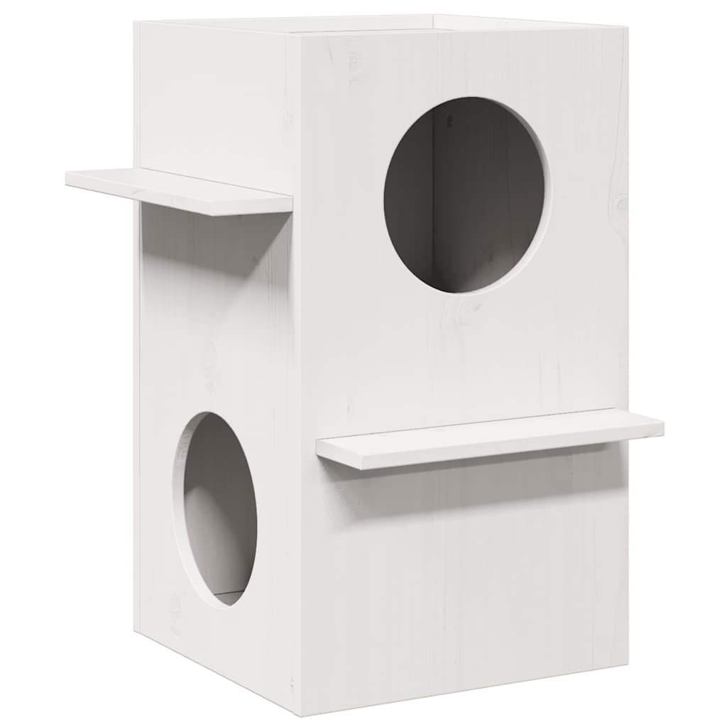 Cat House White 43x43x60 cm Solid Pine Wood