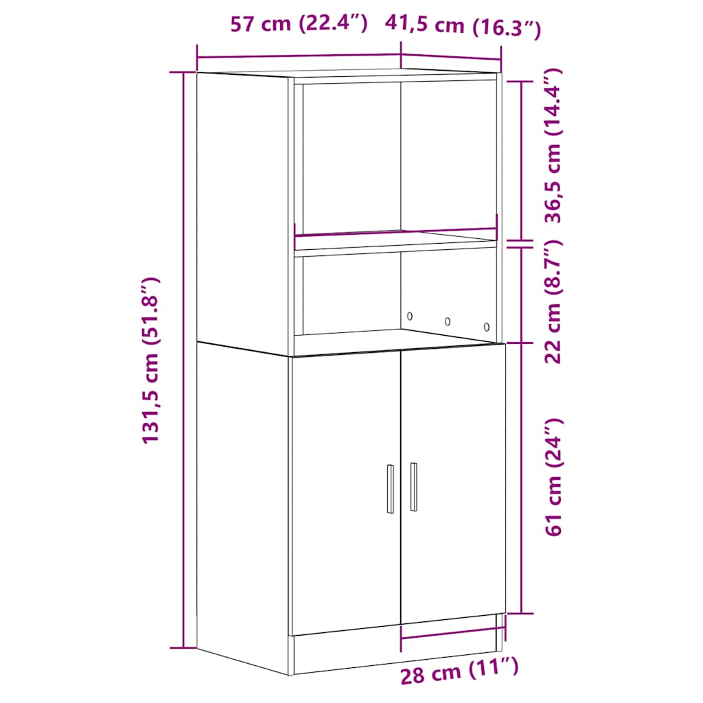 Kitchen Cabinet White 57x41.5x131.5 cm Wood Material