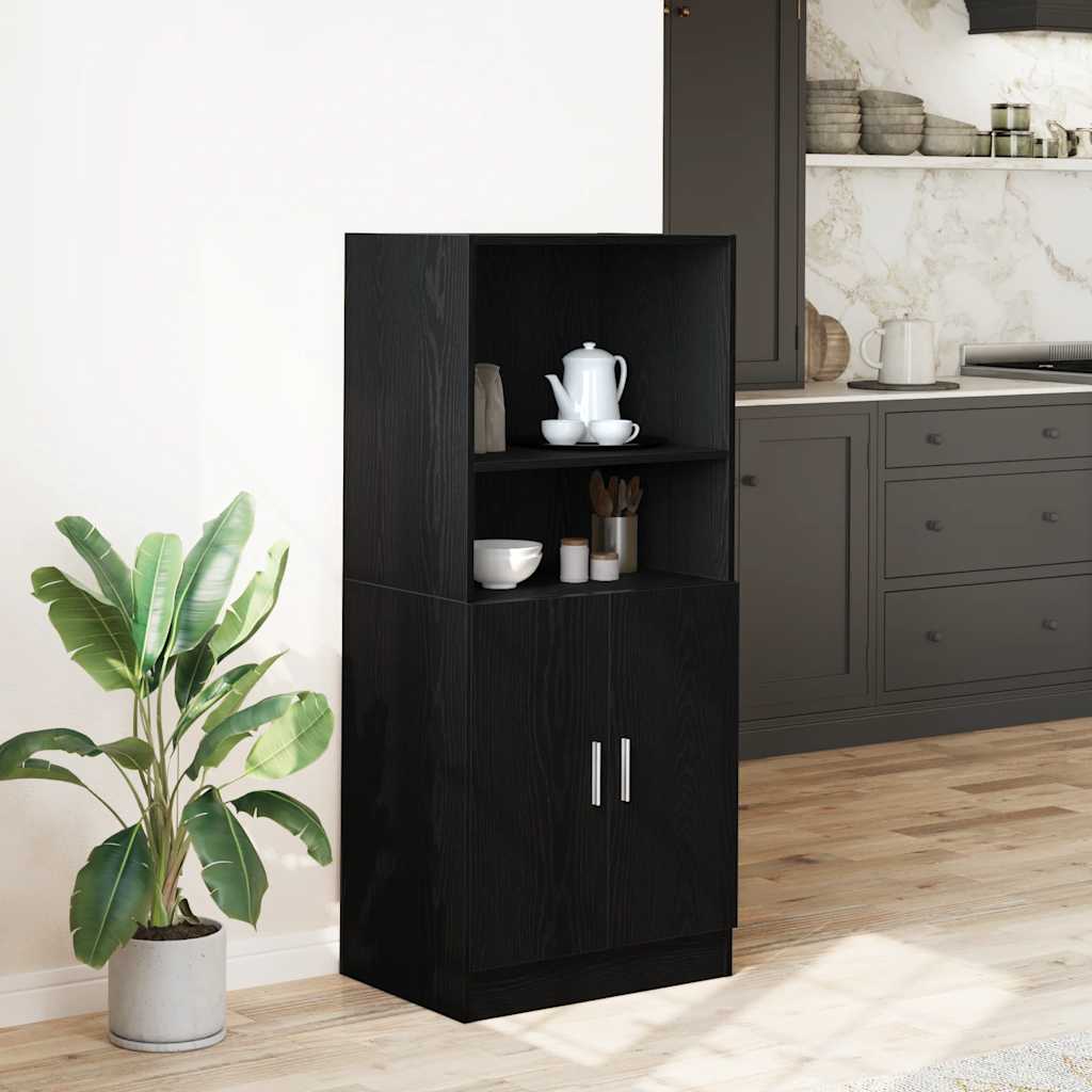 Kitchen Cabinet Black 57x41.5x131.5 cm Wood Material