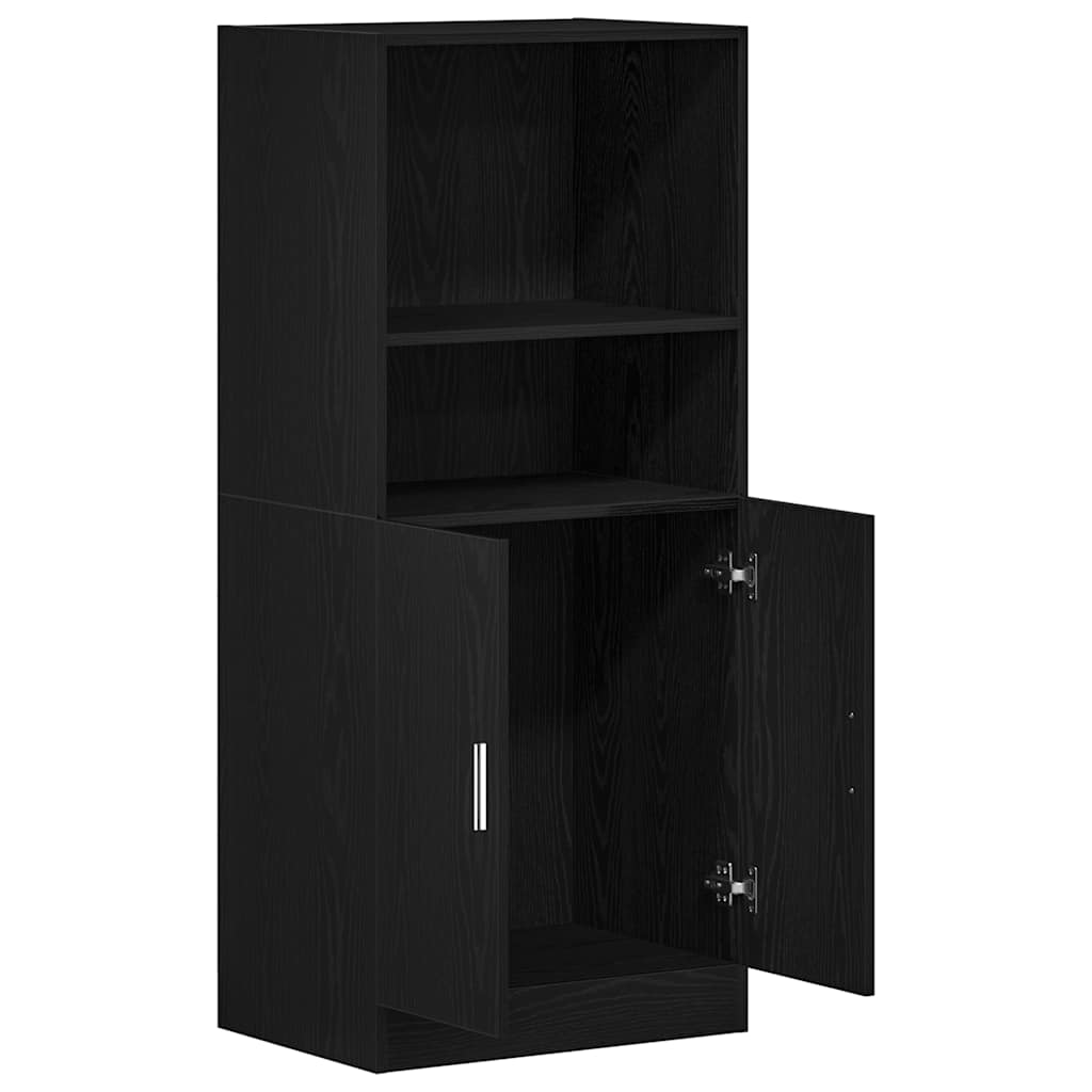 Kitchen Cabinet Black 57x41.5x131.5 cm Wood Material