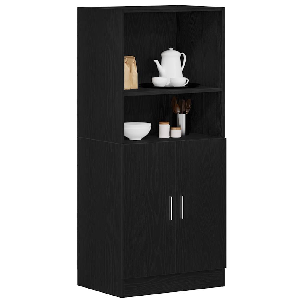 Kitchen Cabinet Black 57x41.5x131.5 cm Wood Material