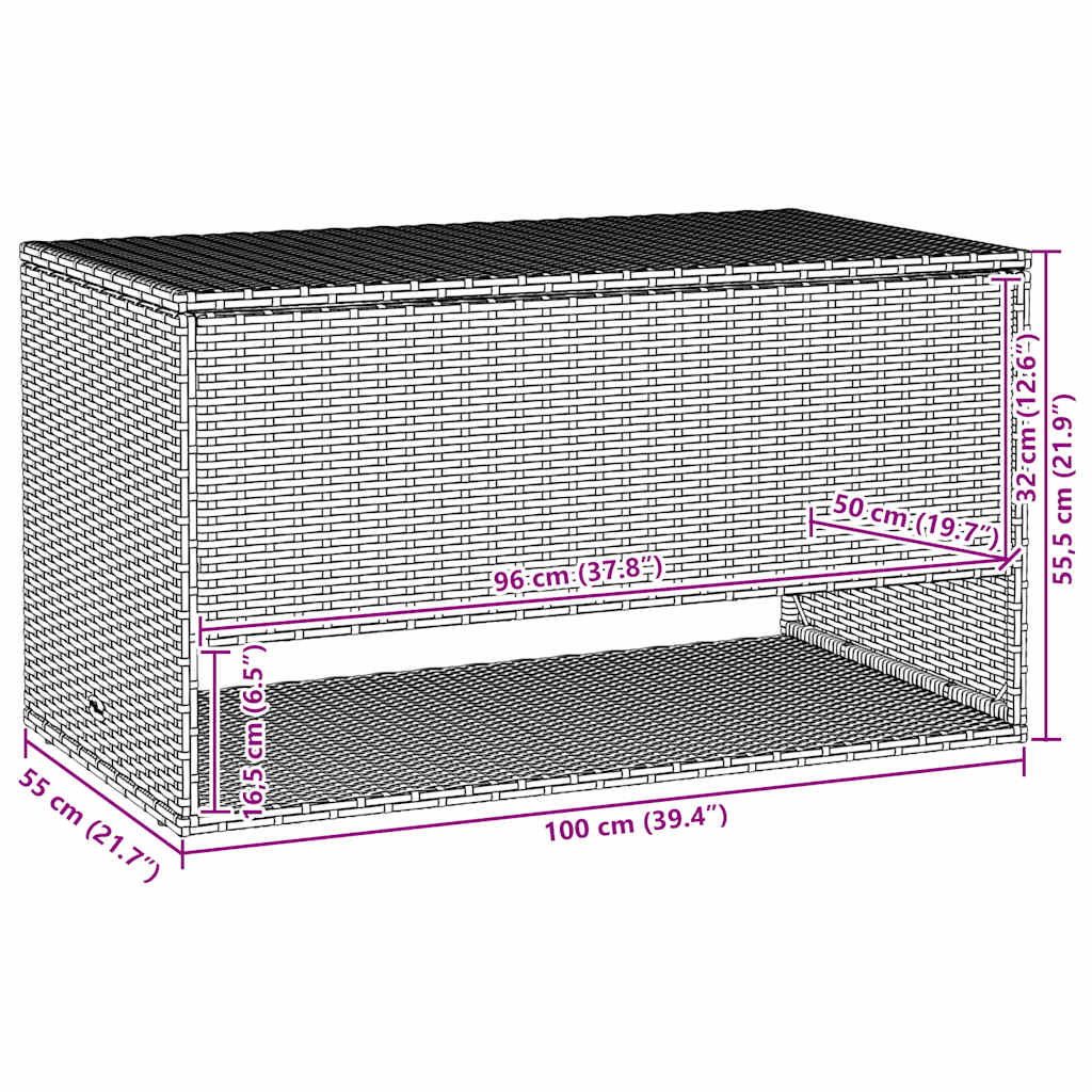 Outdoor-Kissenbox Schwarz 100x55x55,5 cm Poly Rattan