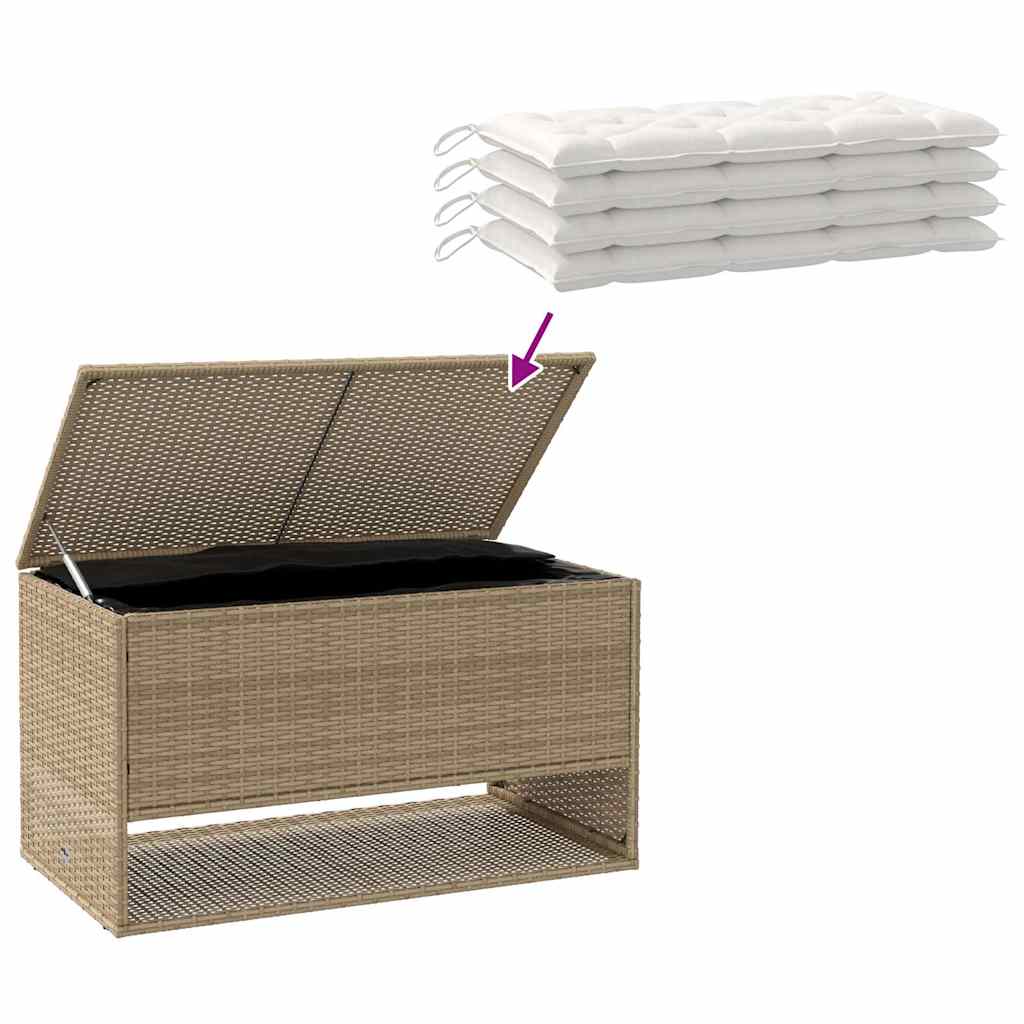 Outdoor-Kissenbox Beige 100x55x55,5 cm Poly Rattan