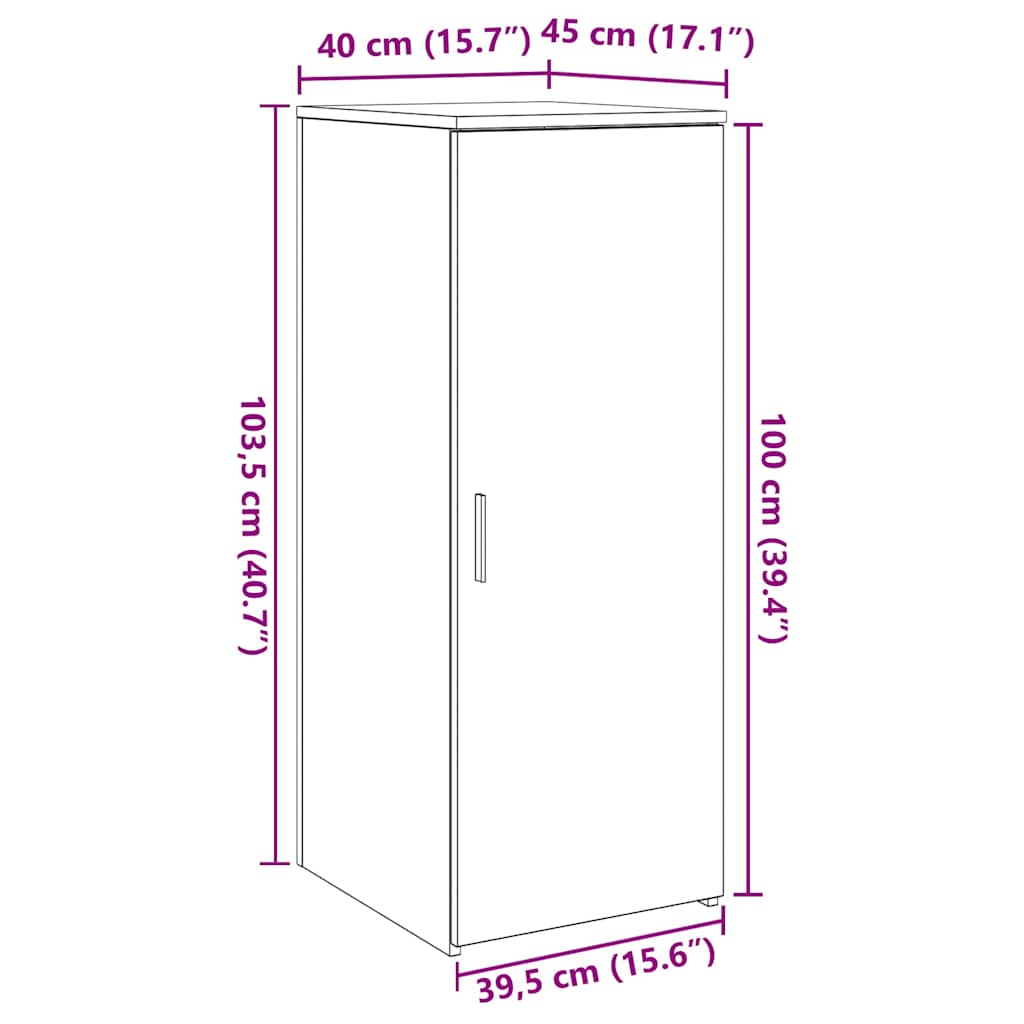 Storage Cabinet Black 40x45x103.5 cm Wood Material