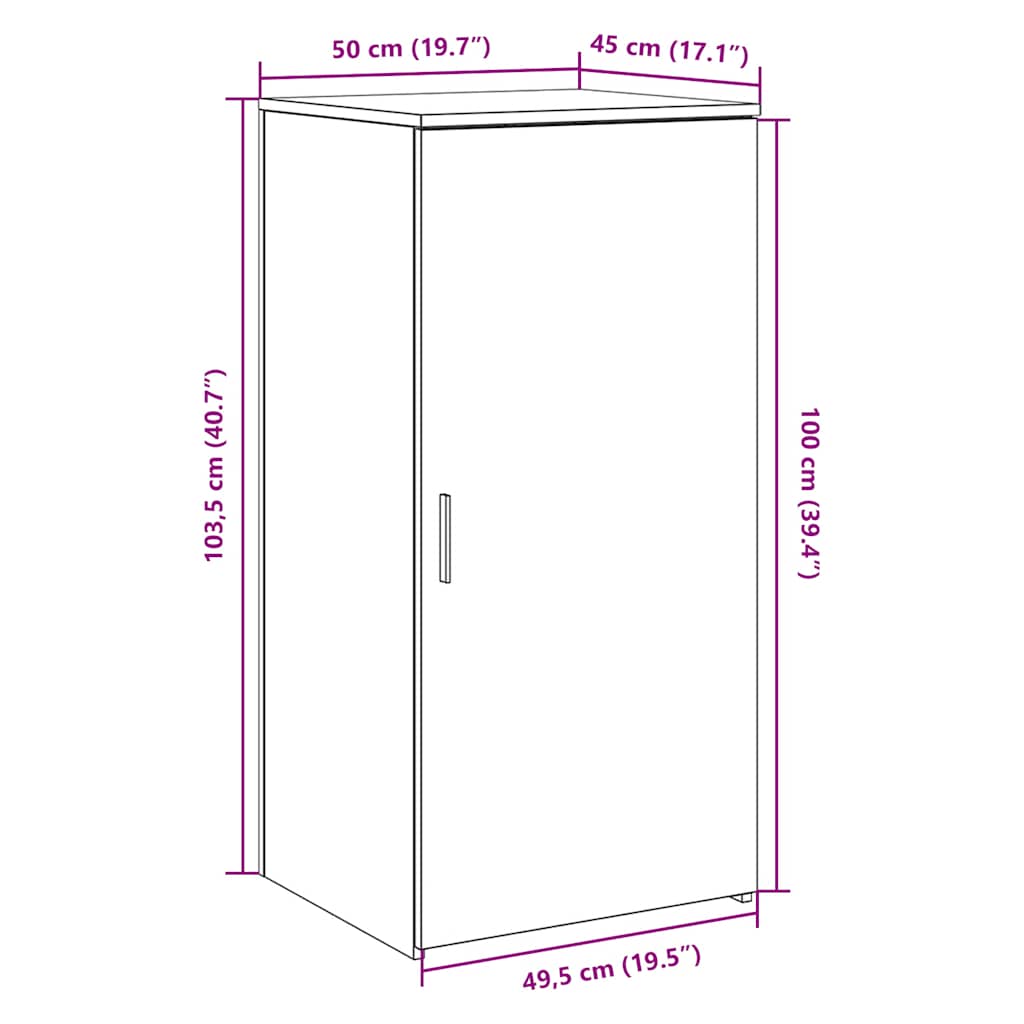 Storage Cabinet Black 50x45x103.5 cm Wood Material