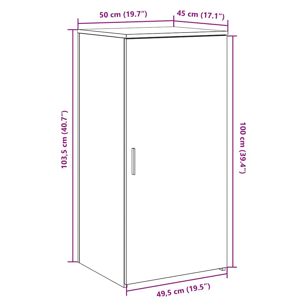 Storage Cabinet Artisan Oak 50x45x103.5 cm Wood Material