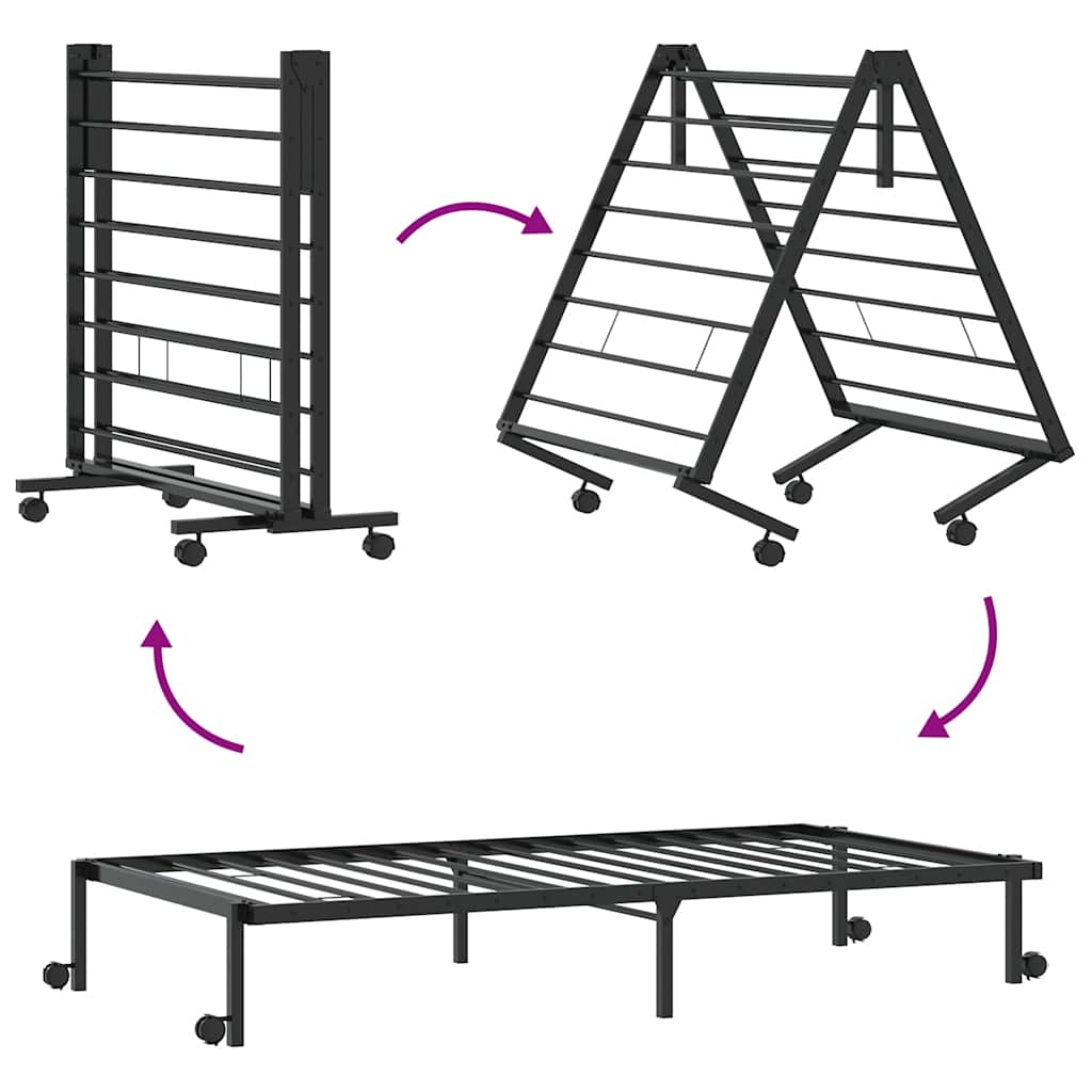 Bed frame without mattress Foldable Black 75x190 cm Steel