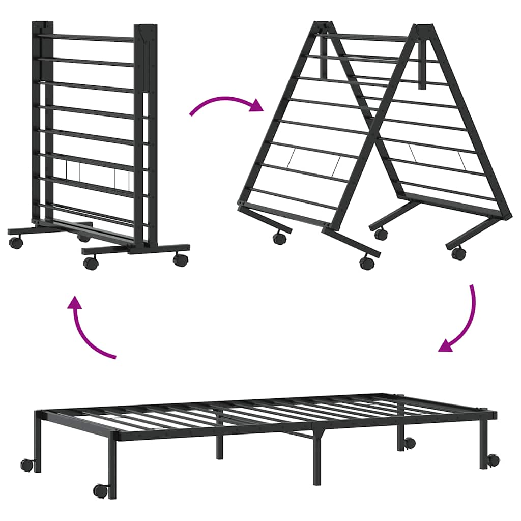 Bed frame without mattress Foldable Black 80x200 cm Steel