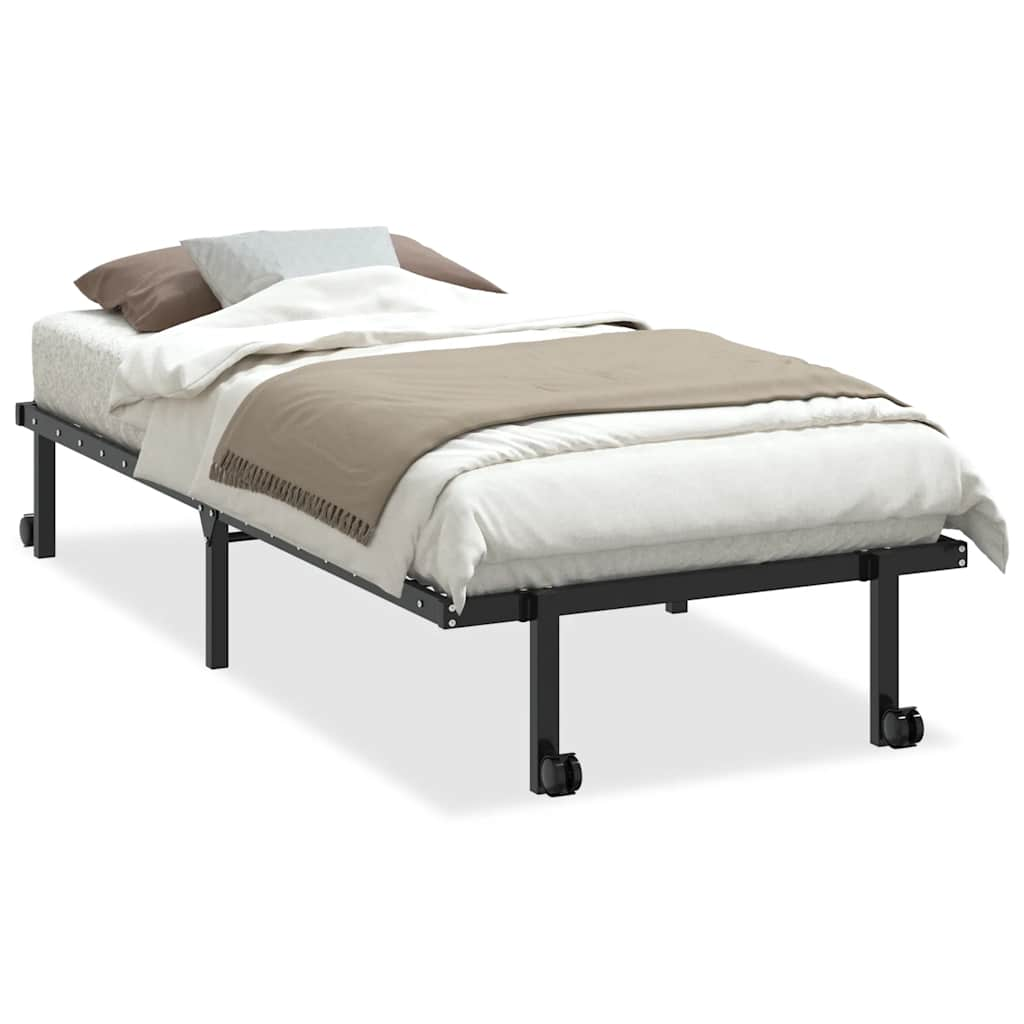 Bed frame without mattress Foldable Black 90x190 cm Steel