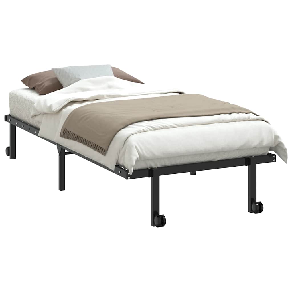 Bed frame without mattress Foldable Black 90x190 cm Steel