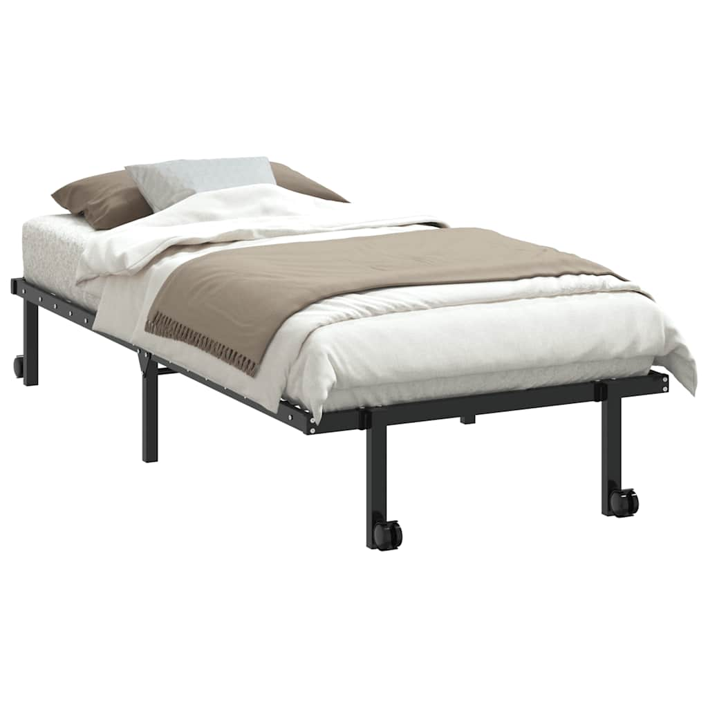 Bed frame without mattress Foldable Black 90x200 cm Steel