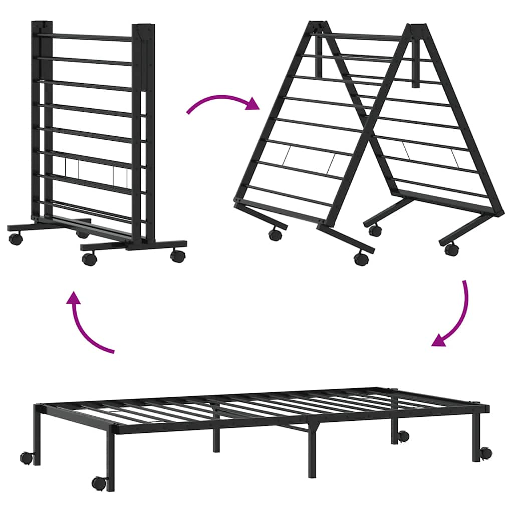 Bed frame without mattress Foldable Black 90x200 cm Steel