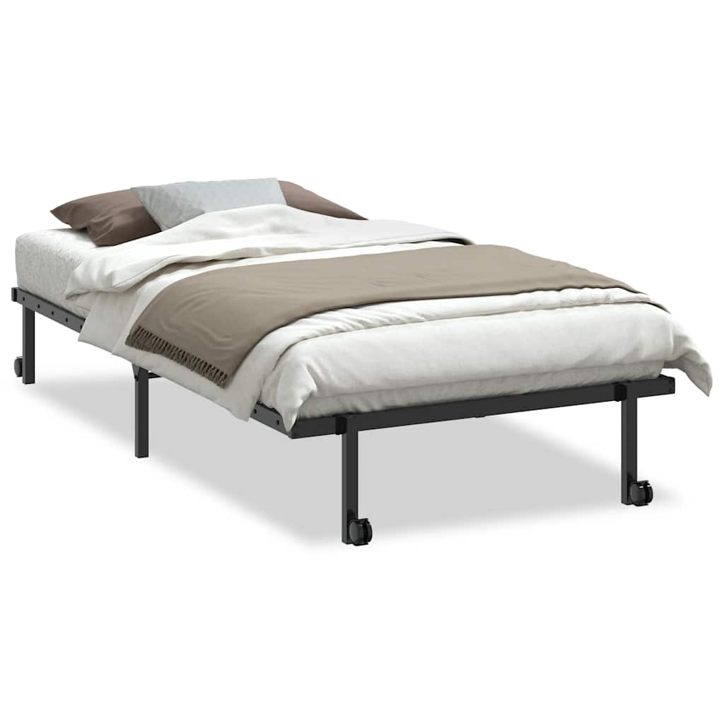 Bed frame without mattress Foldable Black 100x190 cm Steel