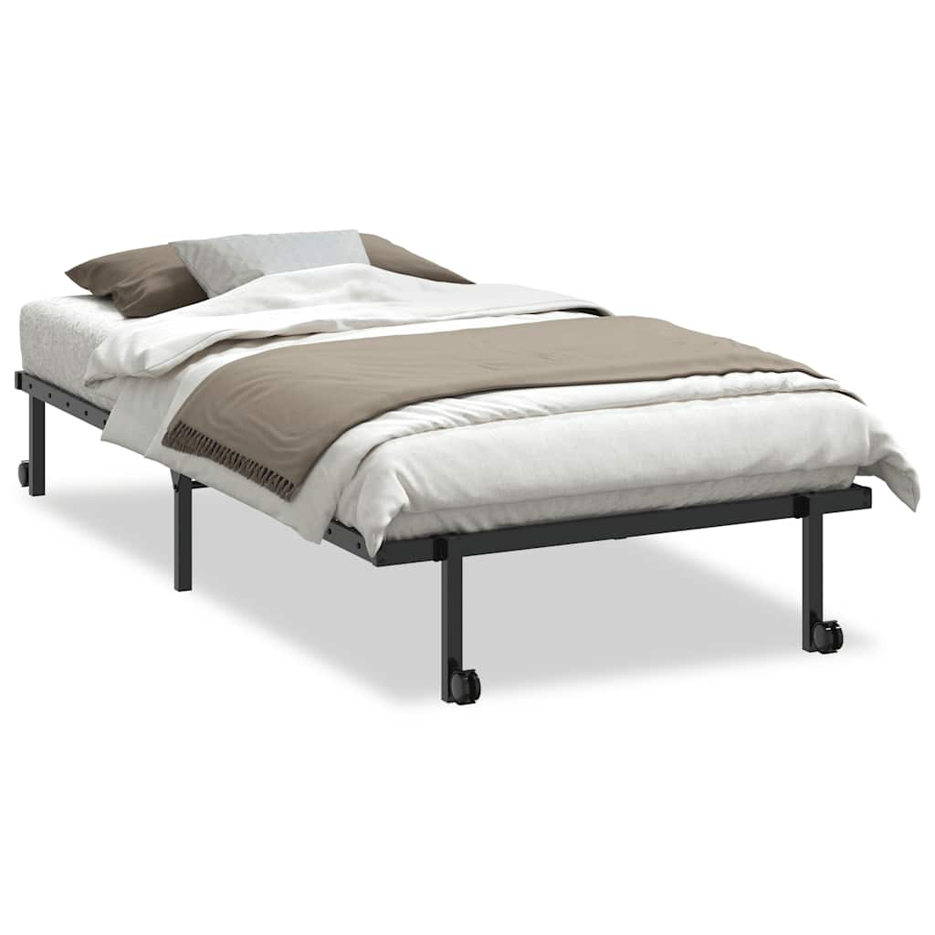 Bed frame without mattress Foldable Black 100x200 cm Steel