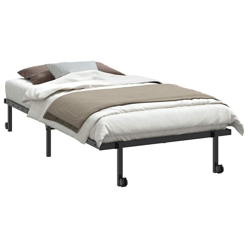 Bed frame without mattress Foldable Black 100x200 cm Steel