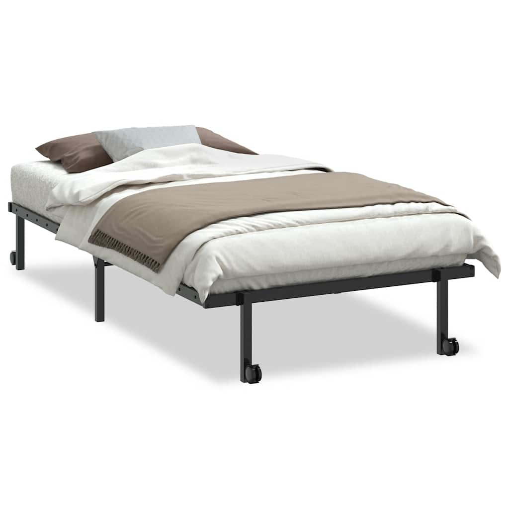 Bed frame without mattress Foldable Black 107x203 cm Steel