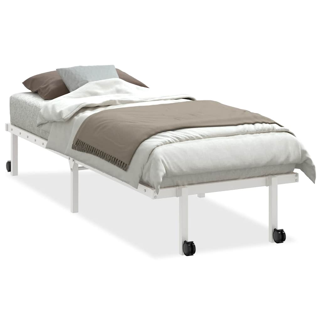 Bed frame without mattress Foldable White 75x190 cm Steel