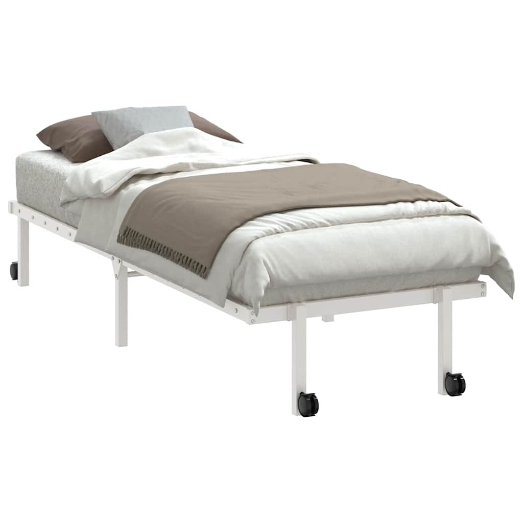 Bed frame without mattress Foldable White 75x190 cm Steel