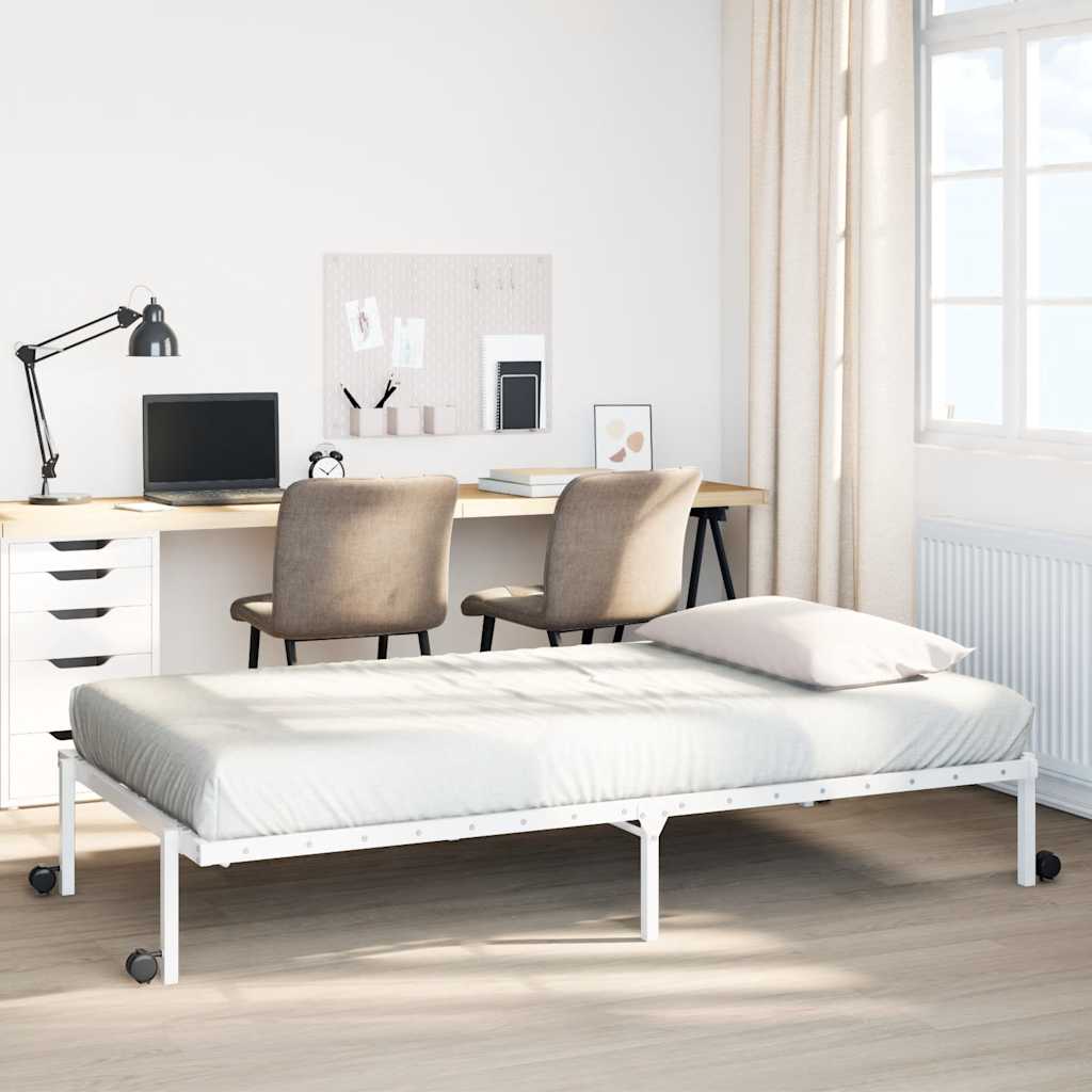 Bed frame without mattress Foldable White 75x190 cm Steel