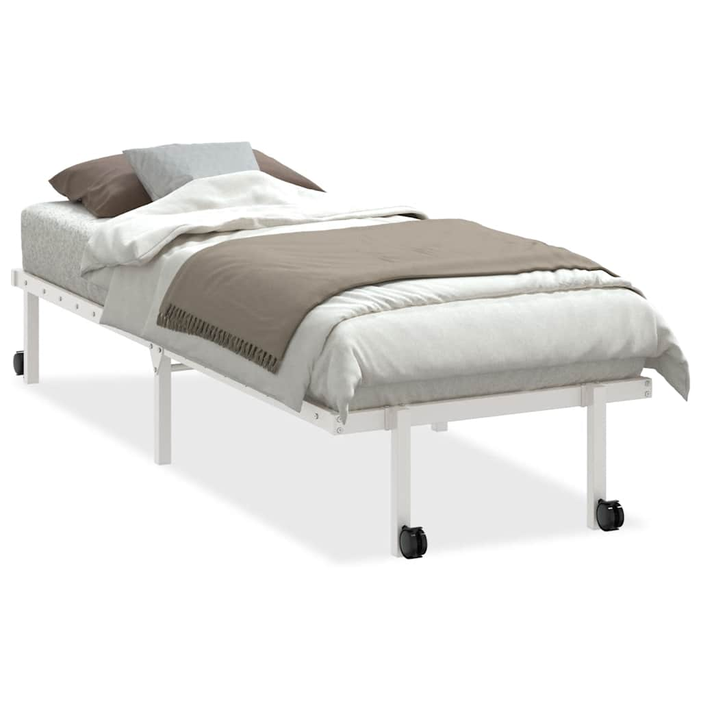 Bed frame without mattress Foldable White 80x200 cm Steel