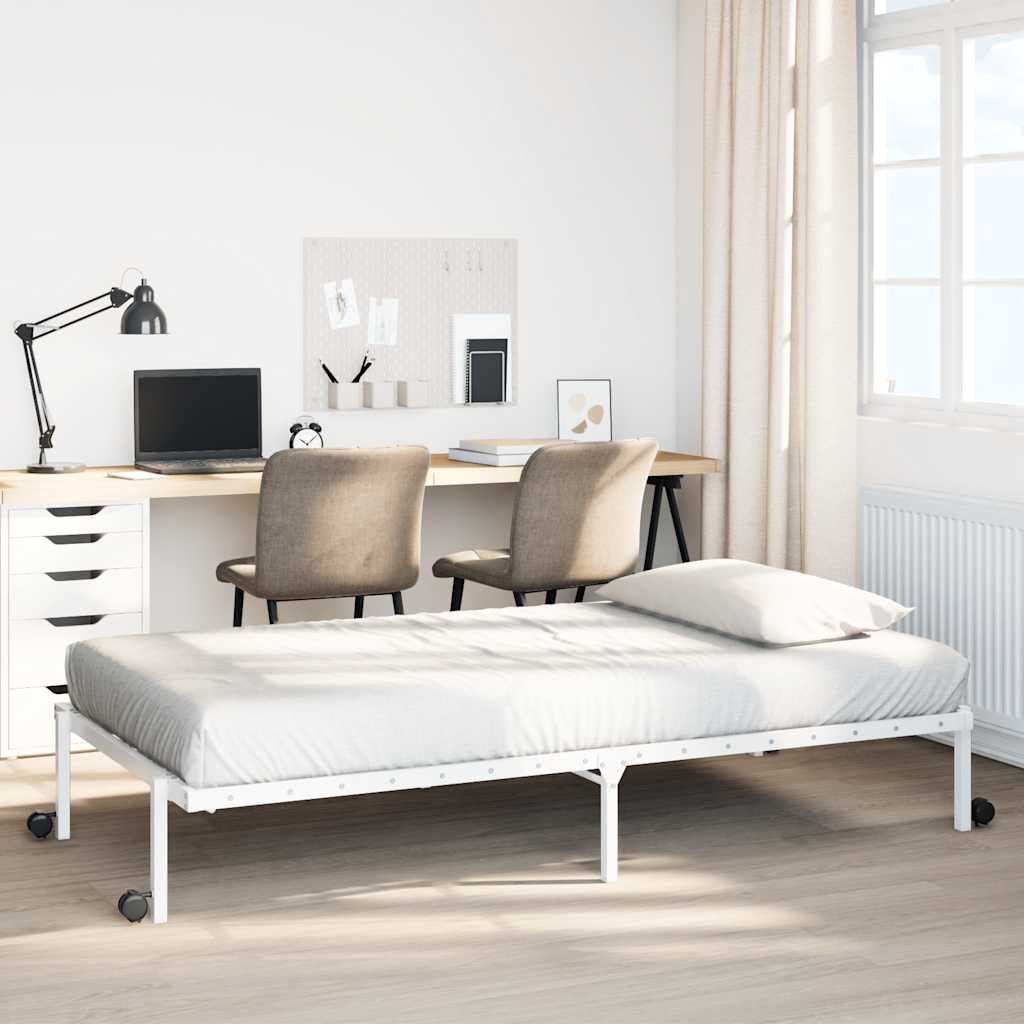 Bed frame without mattress Foldable White 80x200 cm Steel