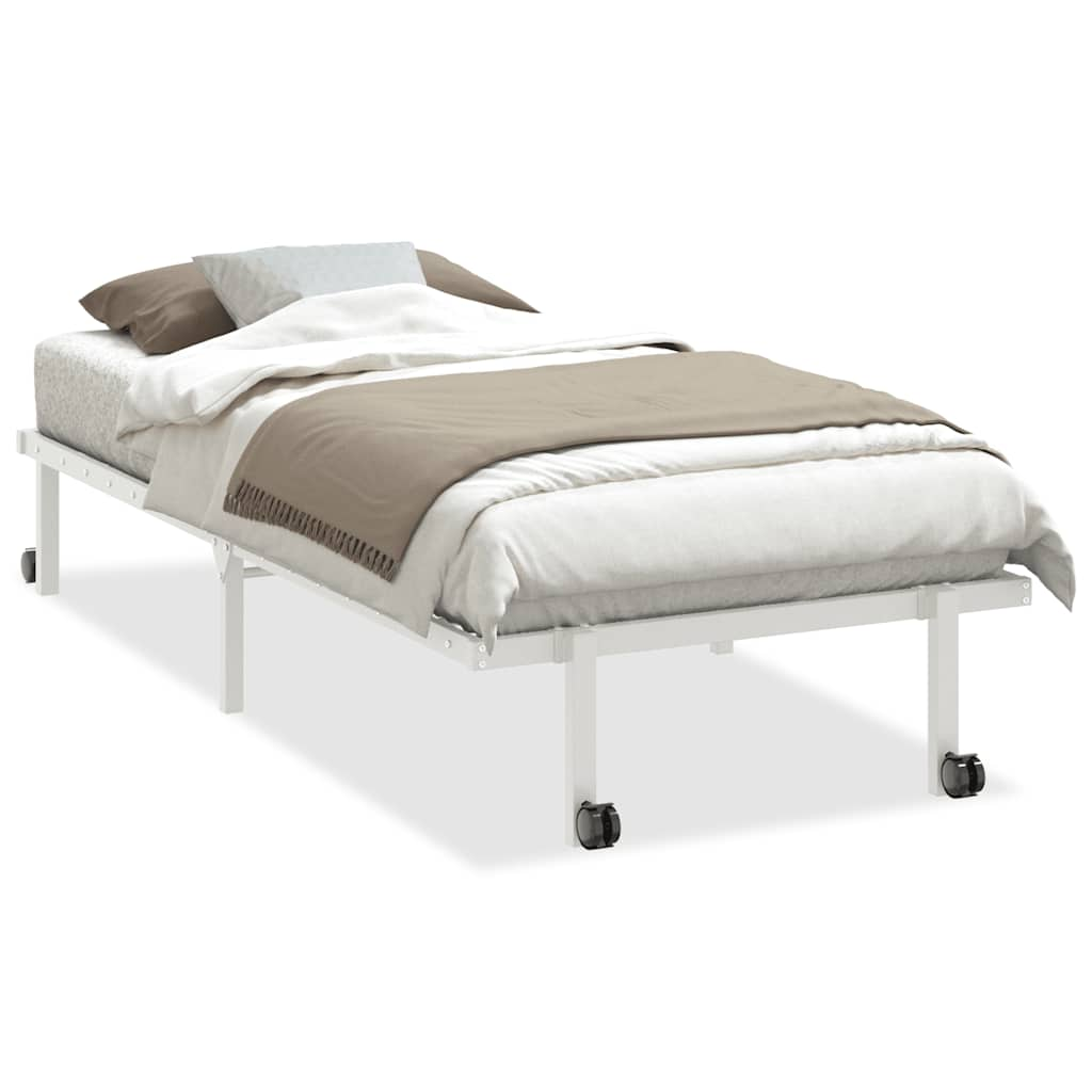 Bed frame without mattress Foldable White 90x190 cm Steel