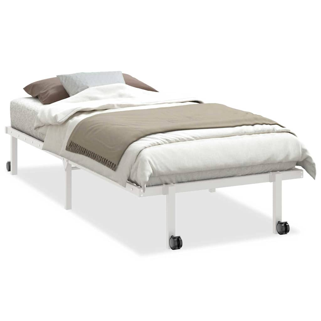 Bed frame without mattress Foldable White 90x200 cm Steel