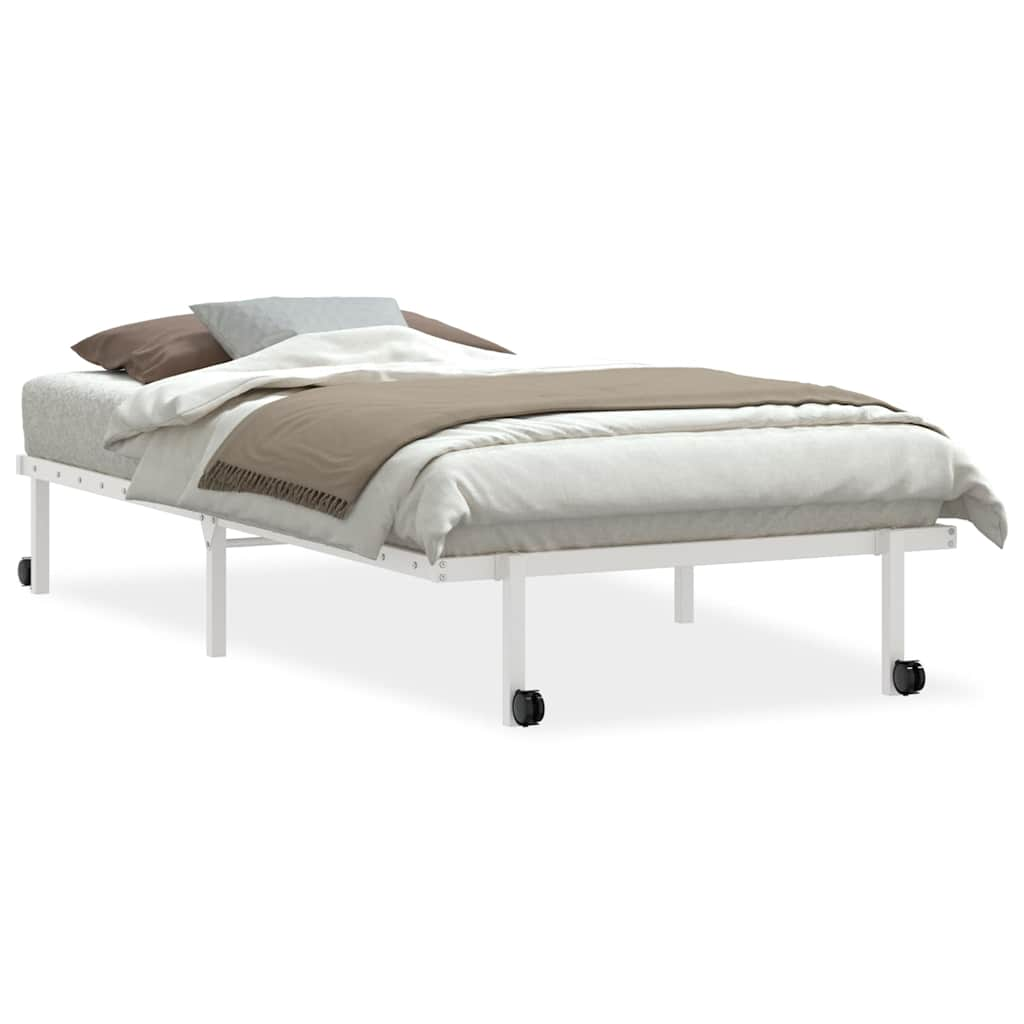 Bed frame without mattress Foldable White 107x203 cm Steel