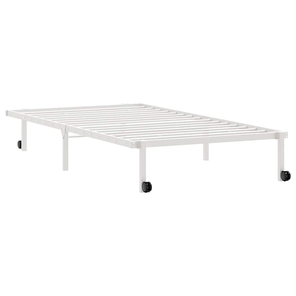 Bed frame without mattress Foldable White 107x203 cm Steel