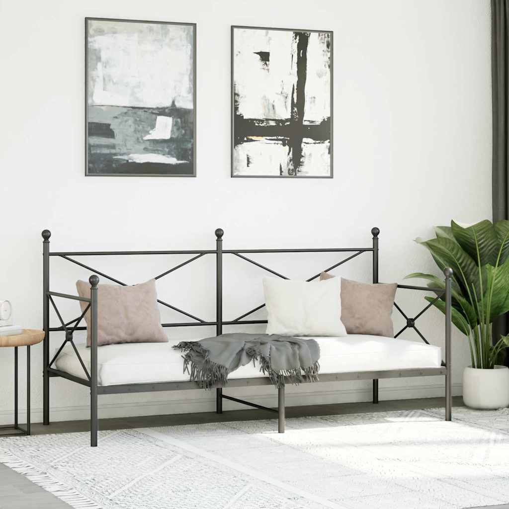 Daybed without mattress Black 75x190 cm Steel