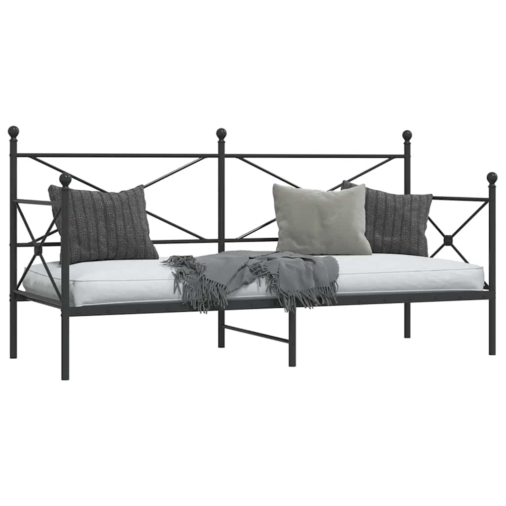 Daybed without mattress Black 75x190 cm Steel