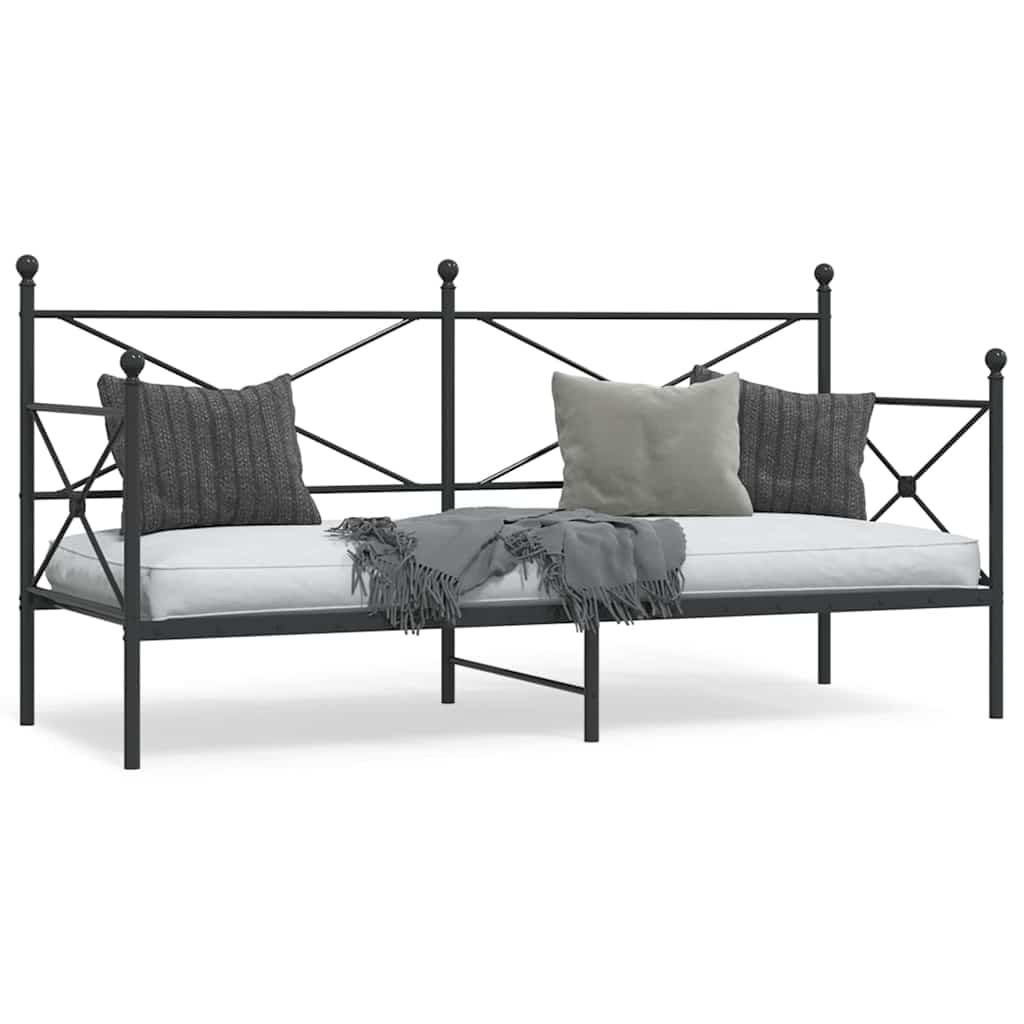 Daybed without mattress Black 75x190 cm Steel