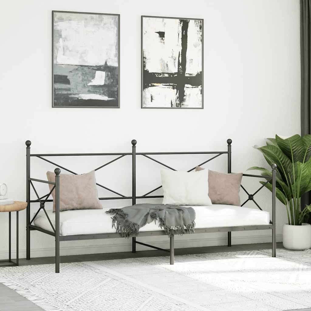 Daybed without mattress Black 80x200 cm Steel