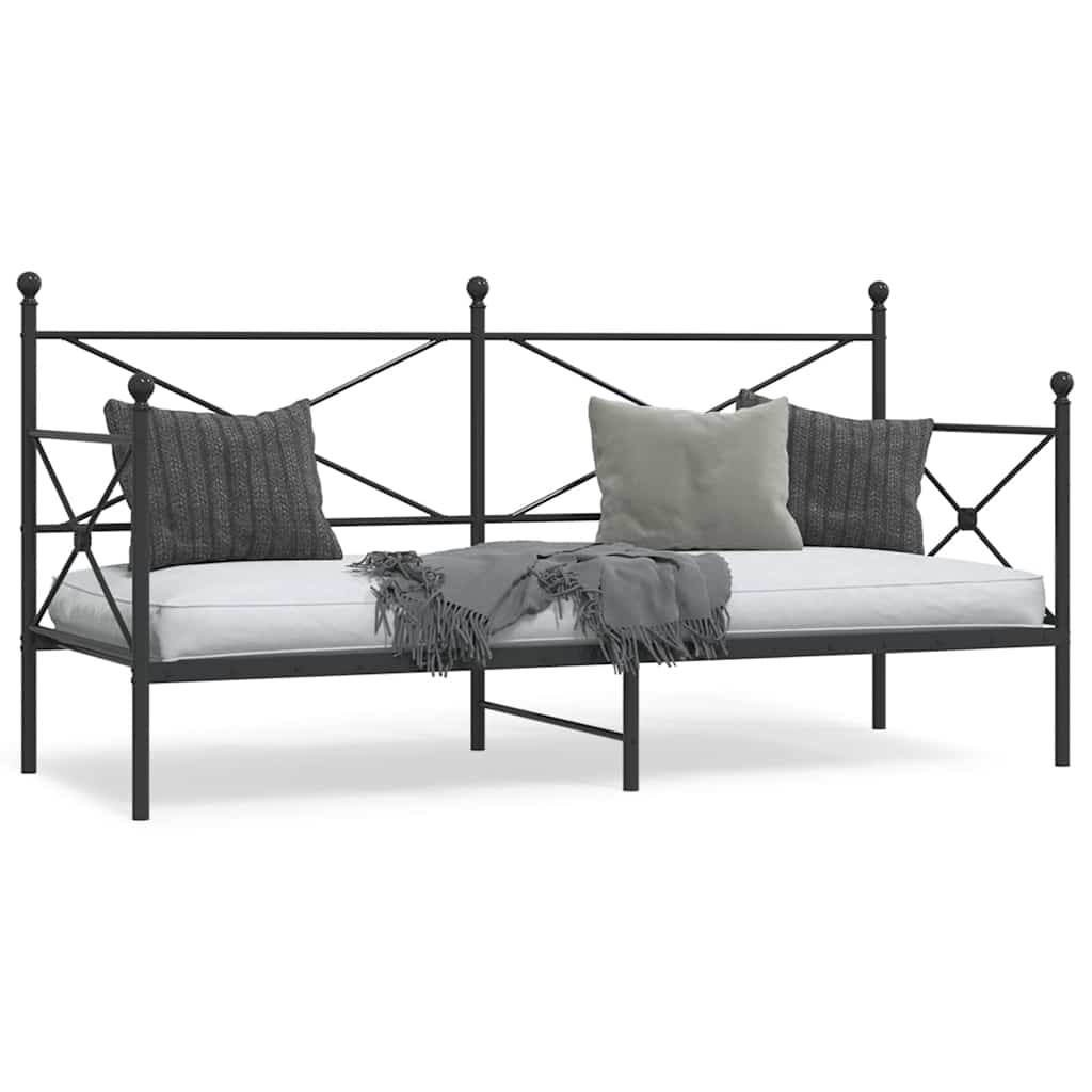 Daybed without mattress Black 90x190 cm Steel