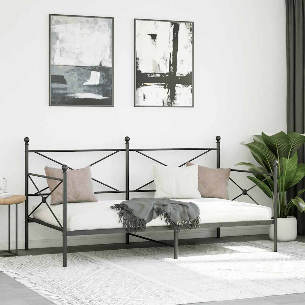 Daybed without mattress Black 100x190 cm Steel