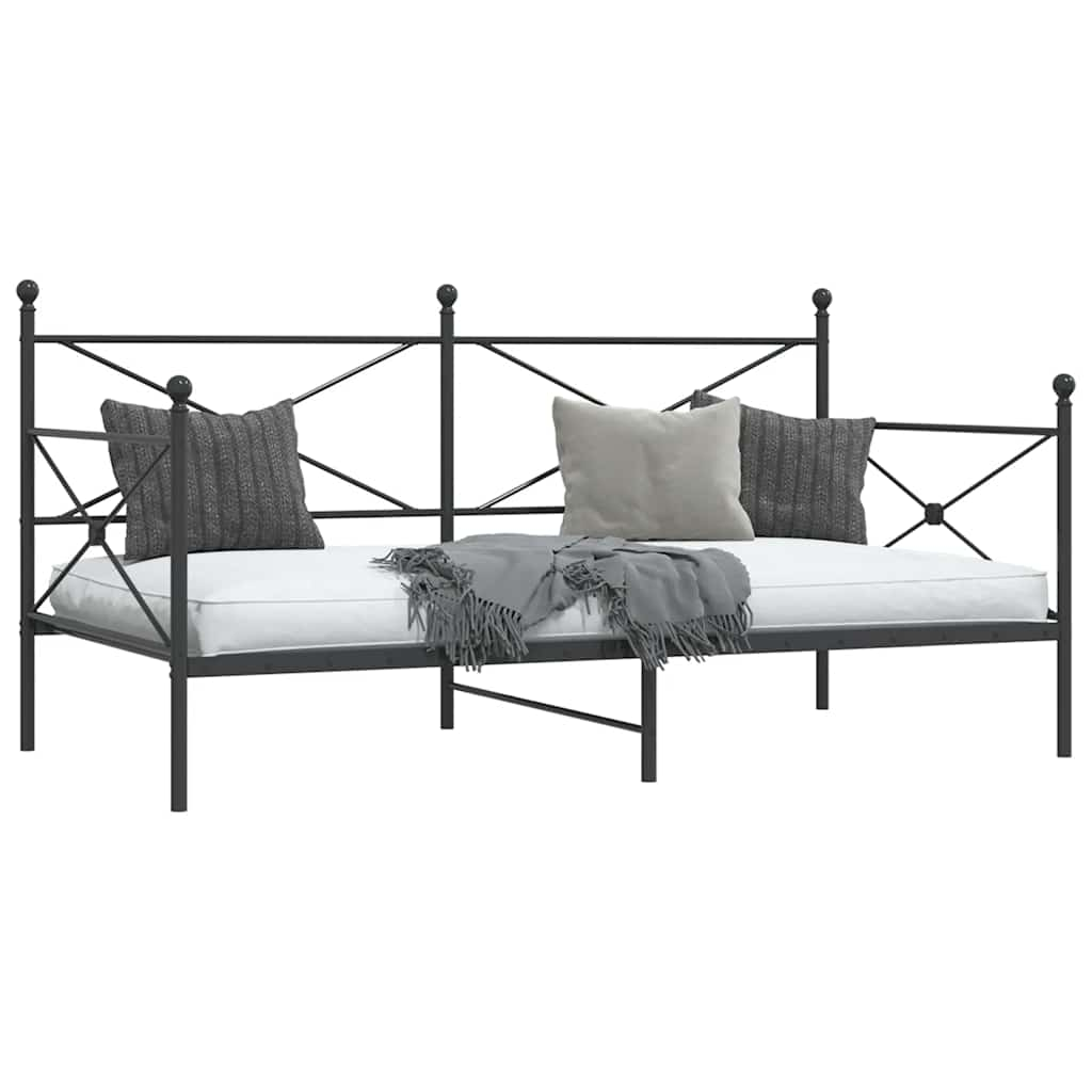 Daybed without mattress Black 100x190 cm Steel