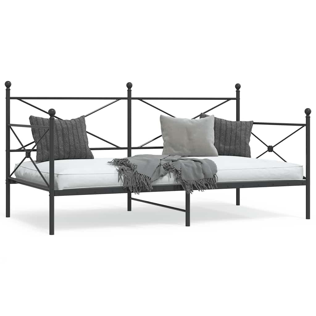 Daybed without mattress Black 100x190 cm Steel