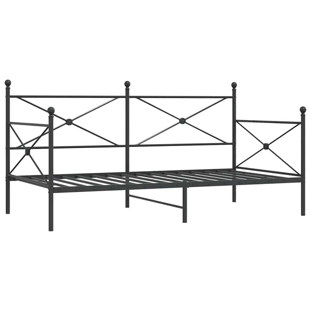 Daybed without mattress Black 100x200 cm Steel