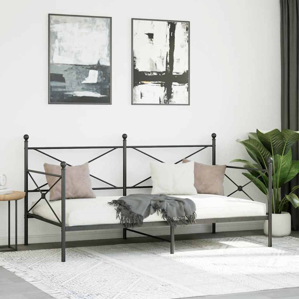 Daybed without mattress Black 100x200 cm Steel