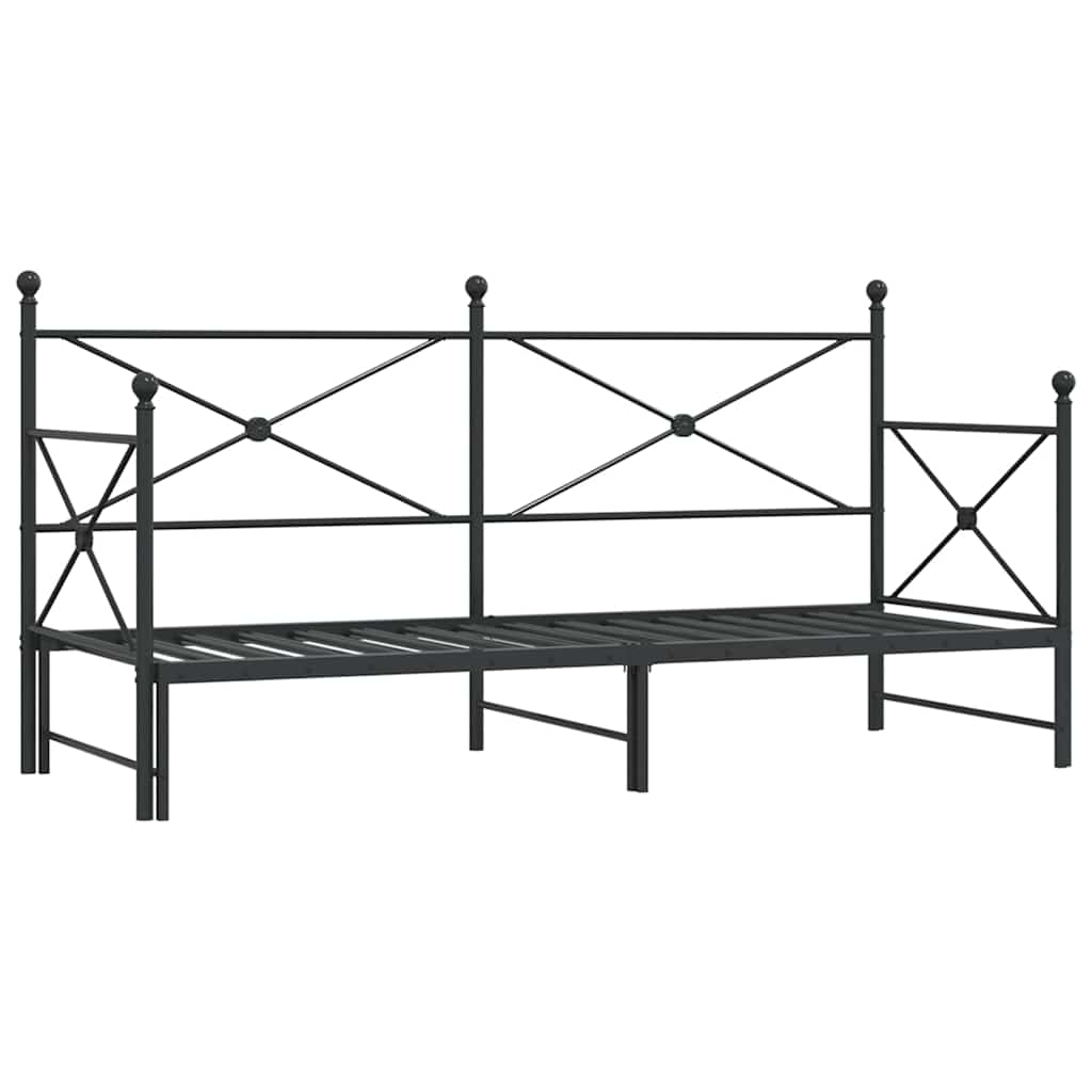 Tagesbett Ausziehbar ohne Matratze Schwarz 75x190 cm Stahl