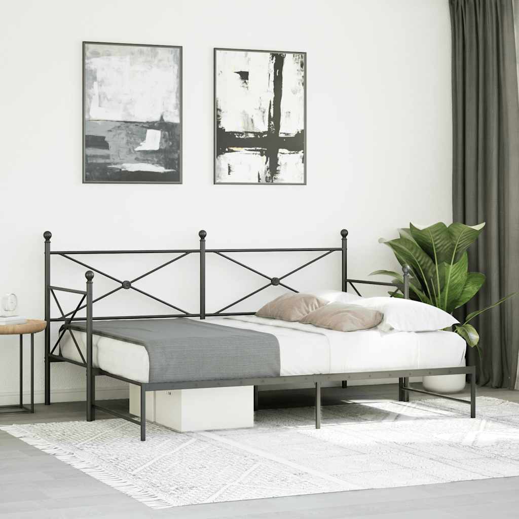 Daybed Extendable without mattress Black 75x190 cm Steel