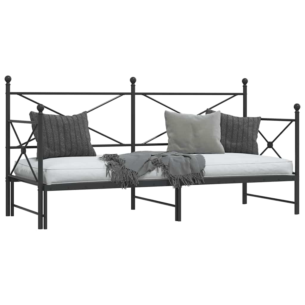 Daybed Extendable without mattress Black 75x190 cm Steel