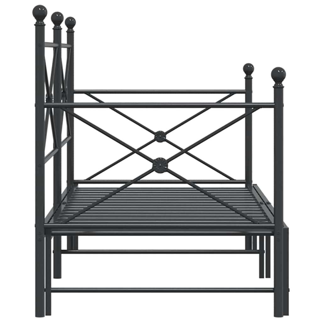 Daybed Extendable without mattress Black 75x190 cm Steel