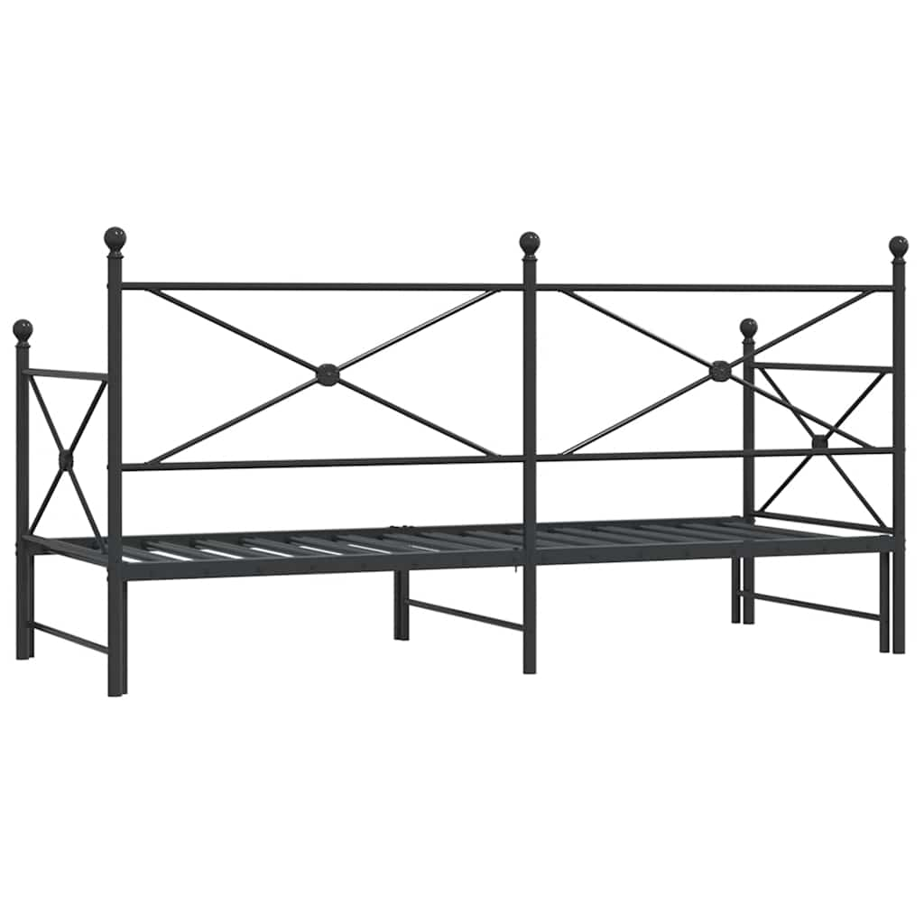 Tagesbett Ausziehbar ohne Matratze Schwarz 75x190 cm Stahl