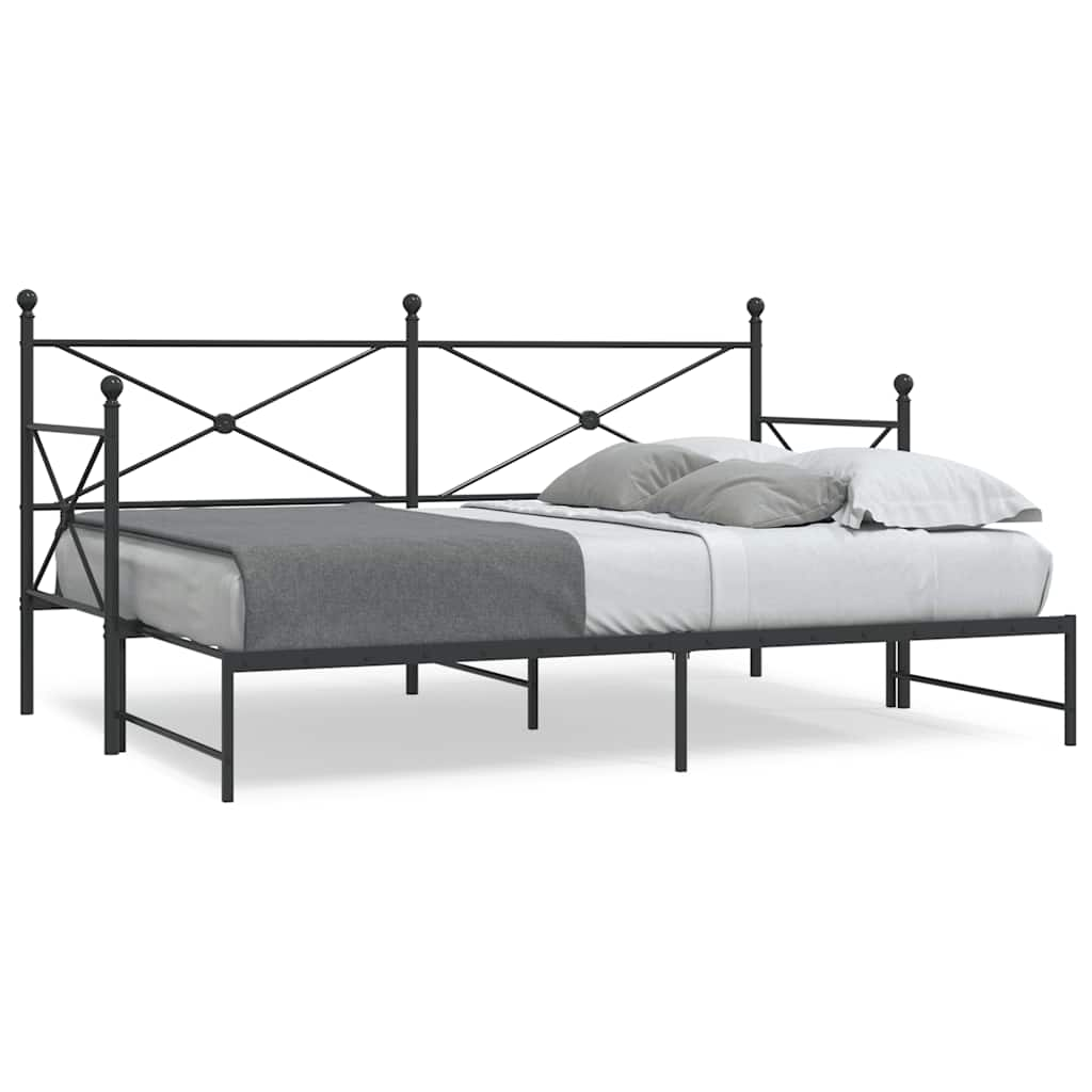 Daybed Extendable without mattress Black 75x190 cm Steel