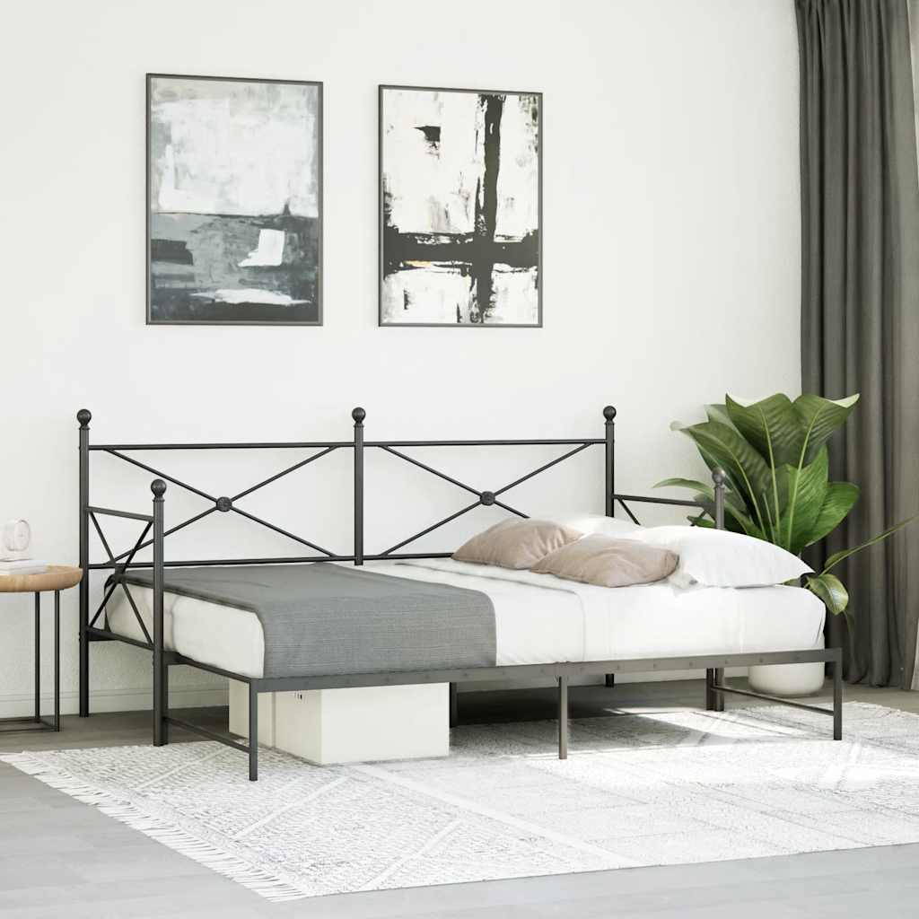 Daybed Extendable without Mattress Black 80x200 cm Steel