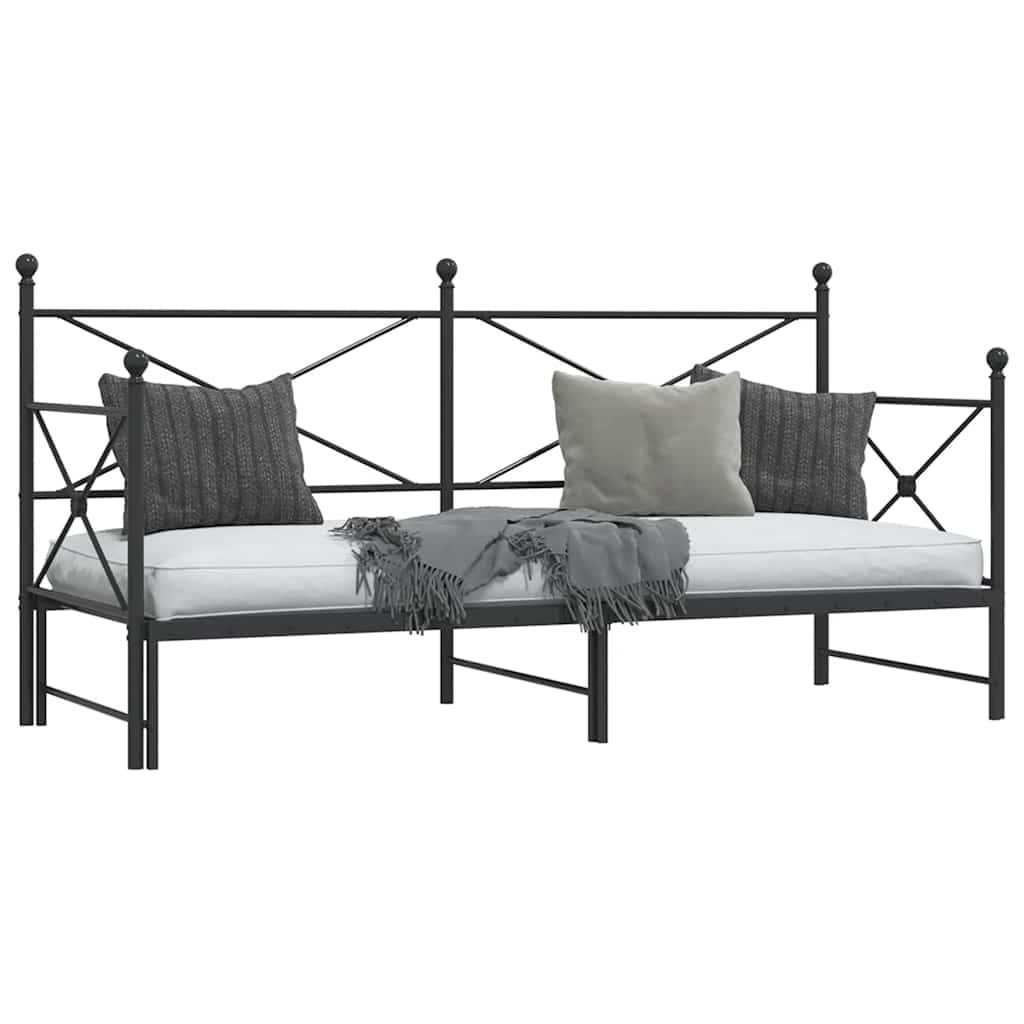 Daybed Extendable without Mattress Black 80x200 cm Steel